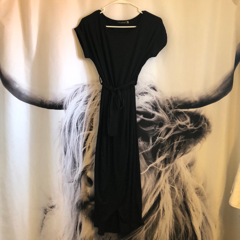High-low wrap dress